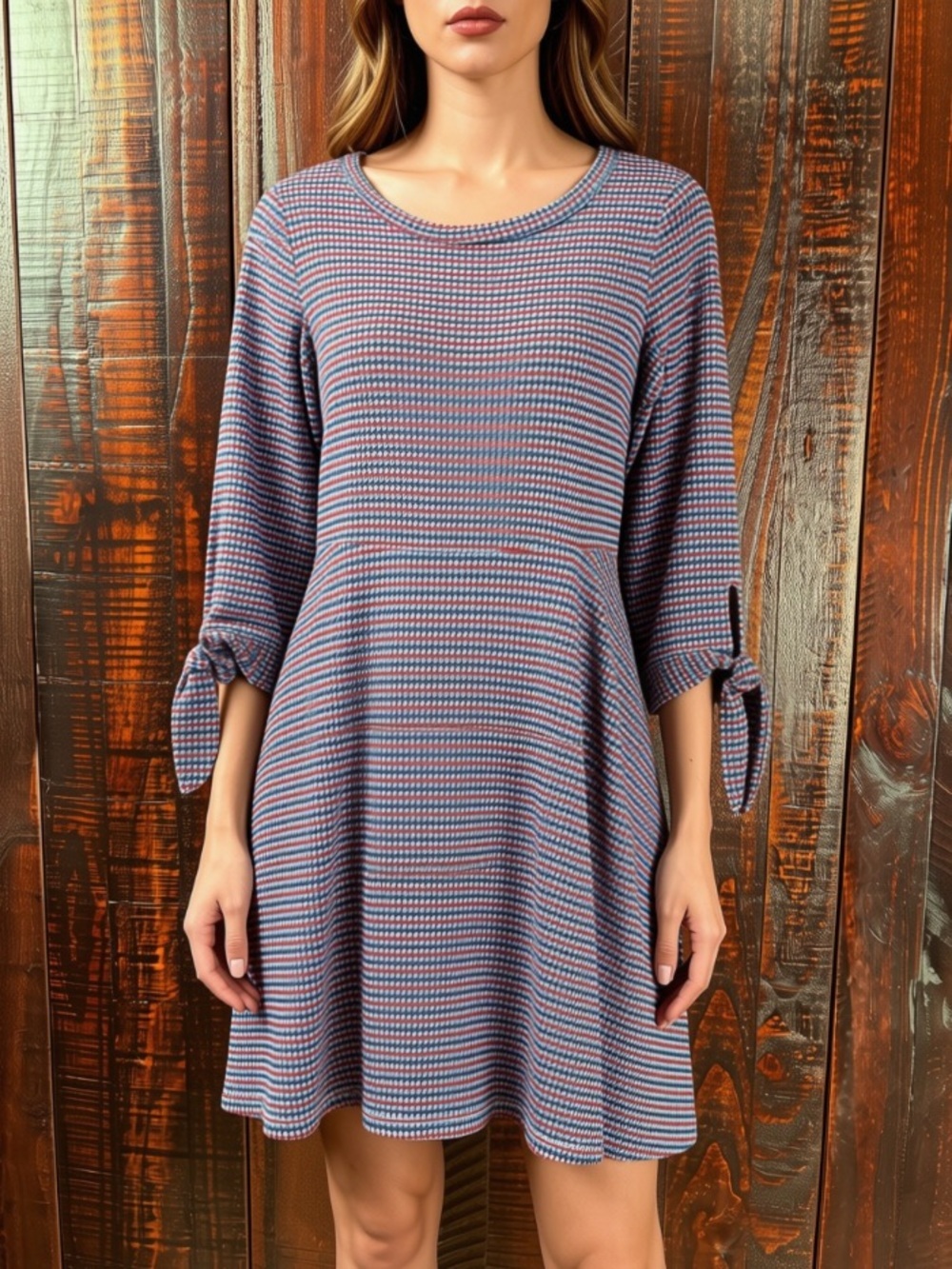Gilli Houndstooth Knit A-line Dress SMALL